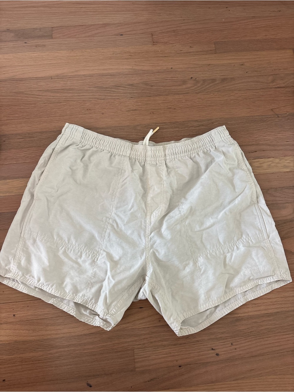 Saturdays New York City Beige Drawstring Shorts